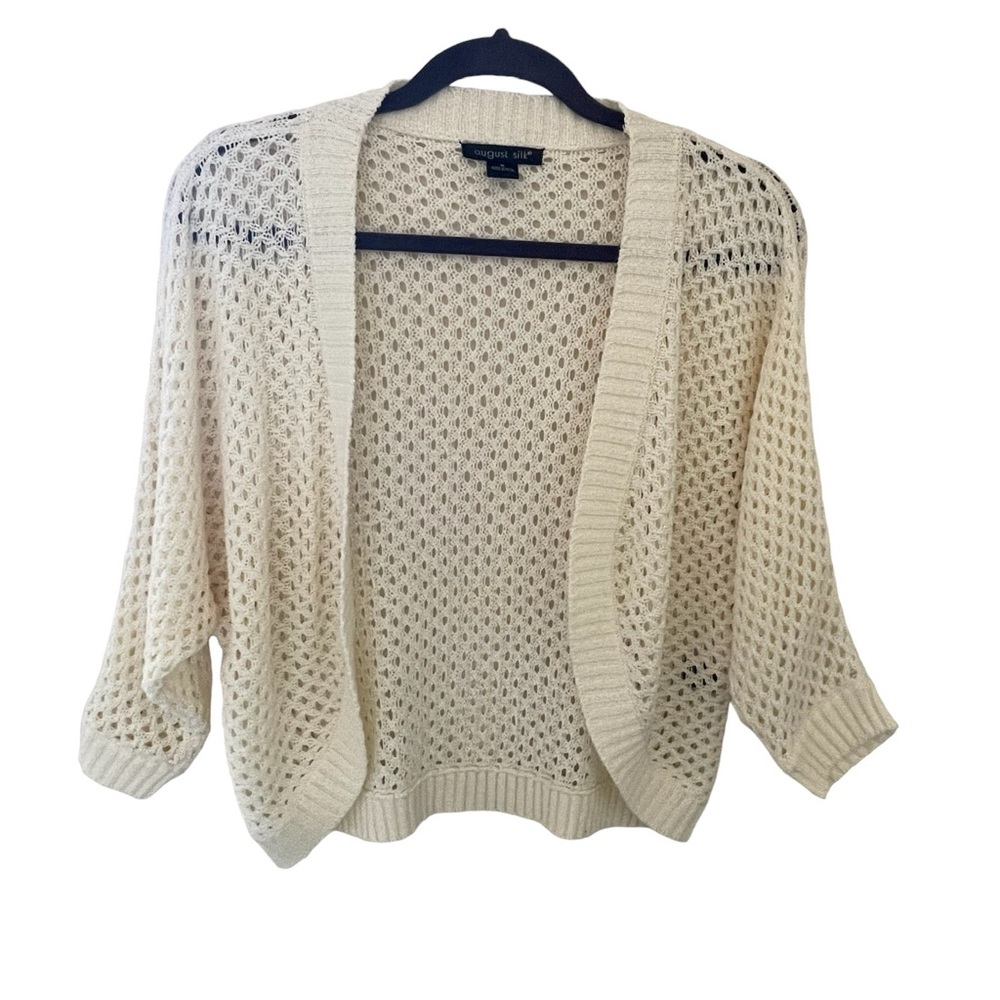 August Silk Open Front Cream Cardigan - M